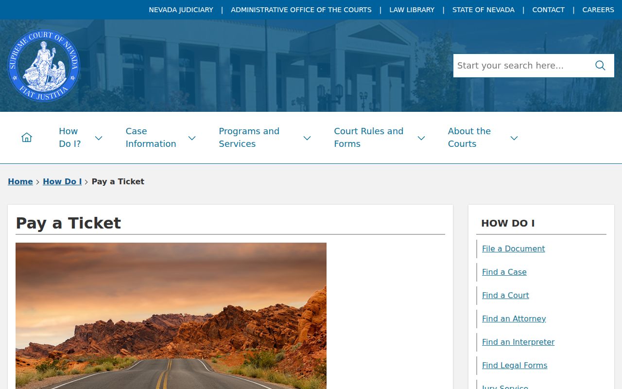 Carson City warrant records, Nevada state court ticket payment reference